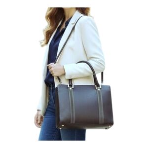 Alberta Di Canio Satchel Made in Italy Black Leather Purse with Gray Suede Trim